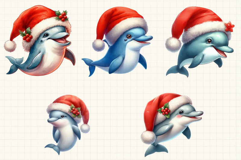 Dolphin Christmas Clipart Bundle - CraftNest - Digital Crafting and Art