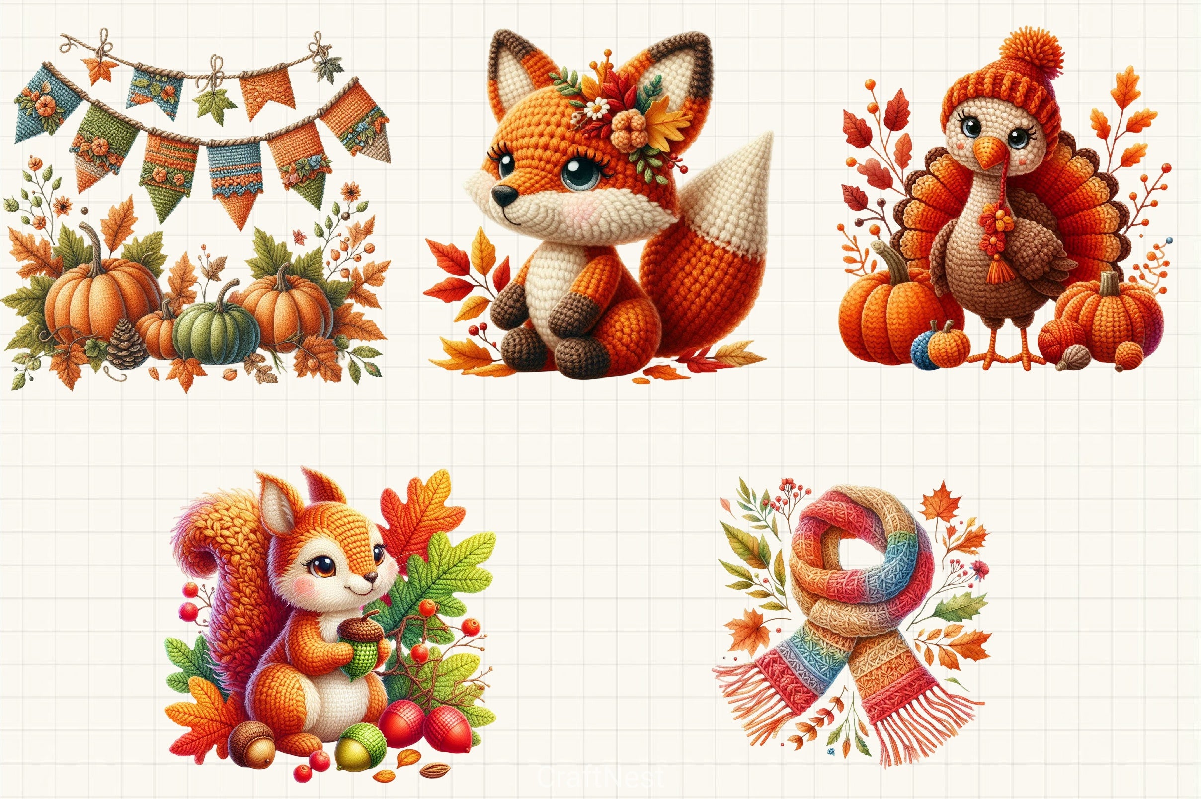 Crochet Autumn Clipart Bundle - CraftNest - Digital Crafting and Art