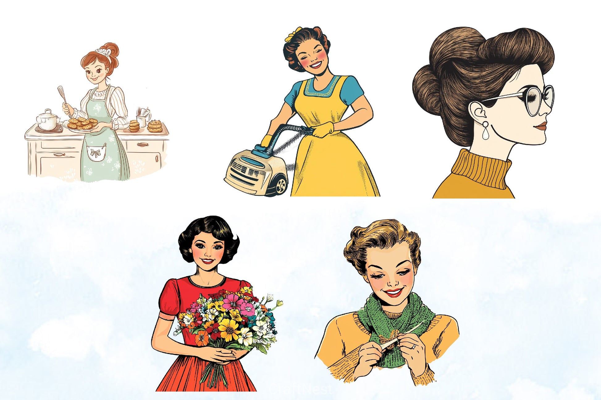 Retro Mother's Day Clipart Bundle - CraftNest - Digital Crafting and Art