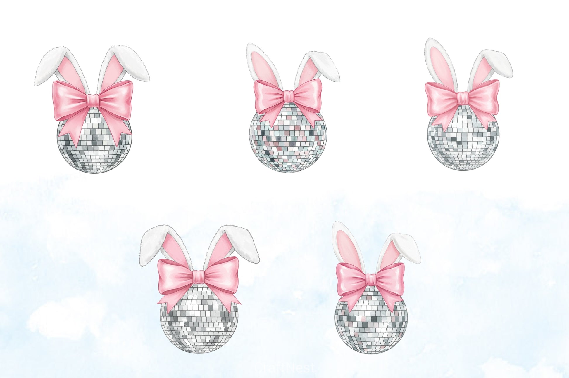 Disco Ball Bunny Easter Clipart Bundle - CraftNest - Digital Crafting and Art