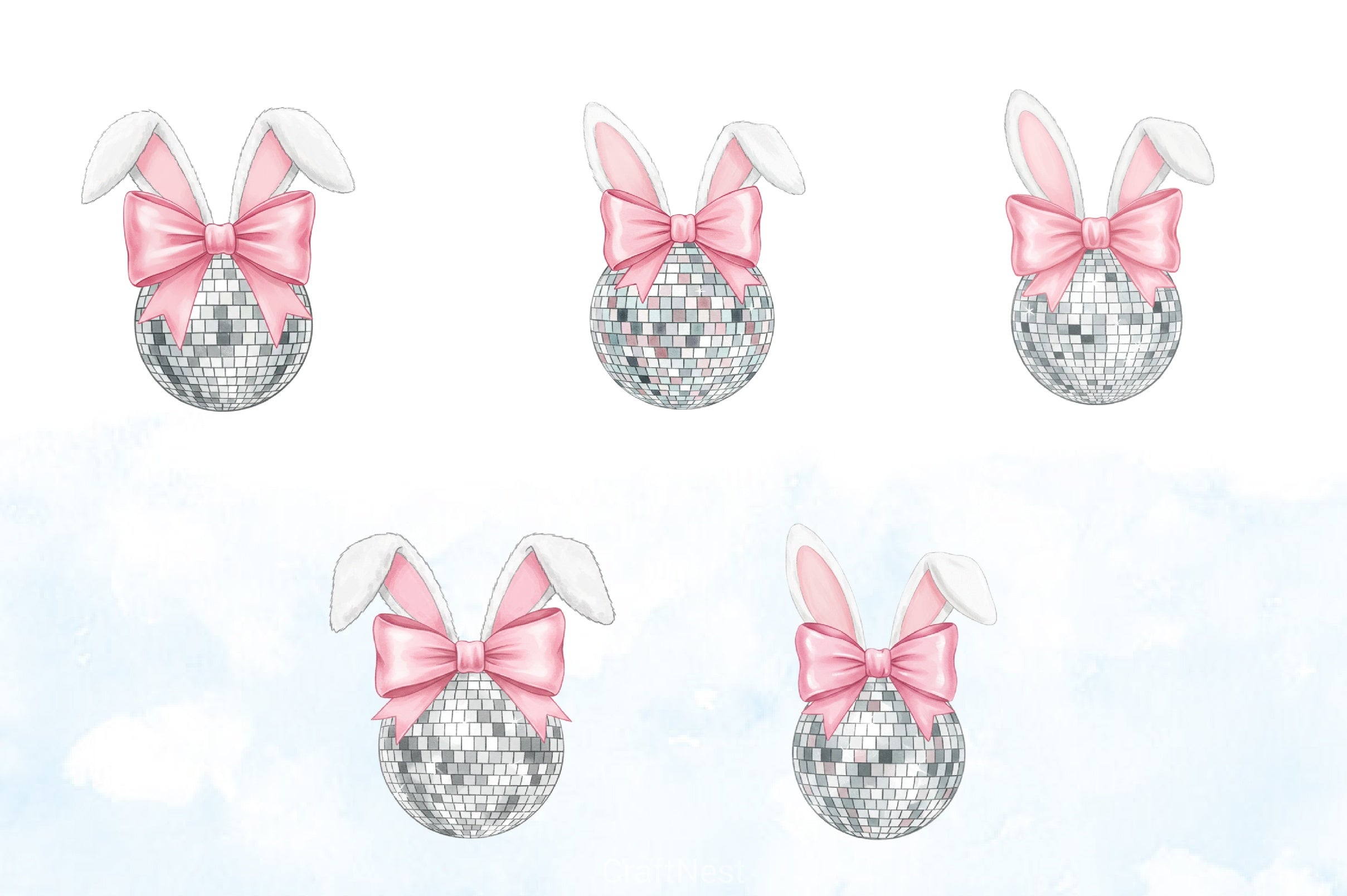 Disco Ball Bunny Easter Clipart Bundle - CraftNest - Digital Crafting and Art