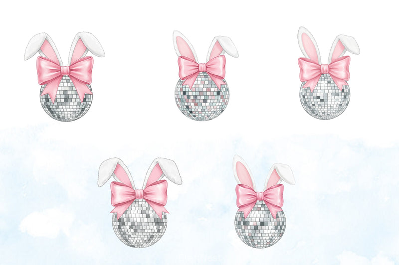 Disco Ball Bunny Easter Clipart Bundle - CraftNest - Digital Crafting and Art