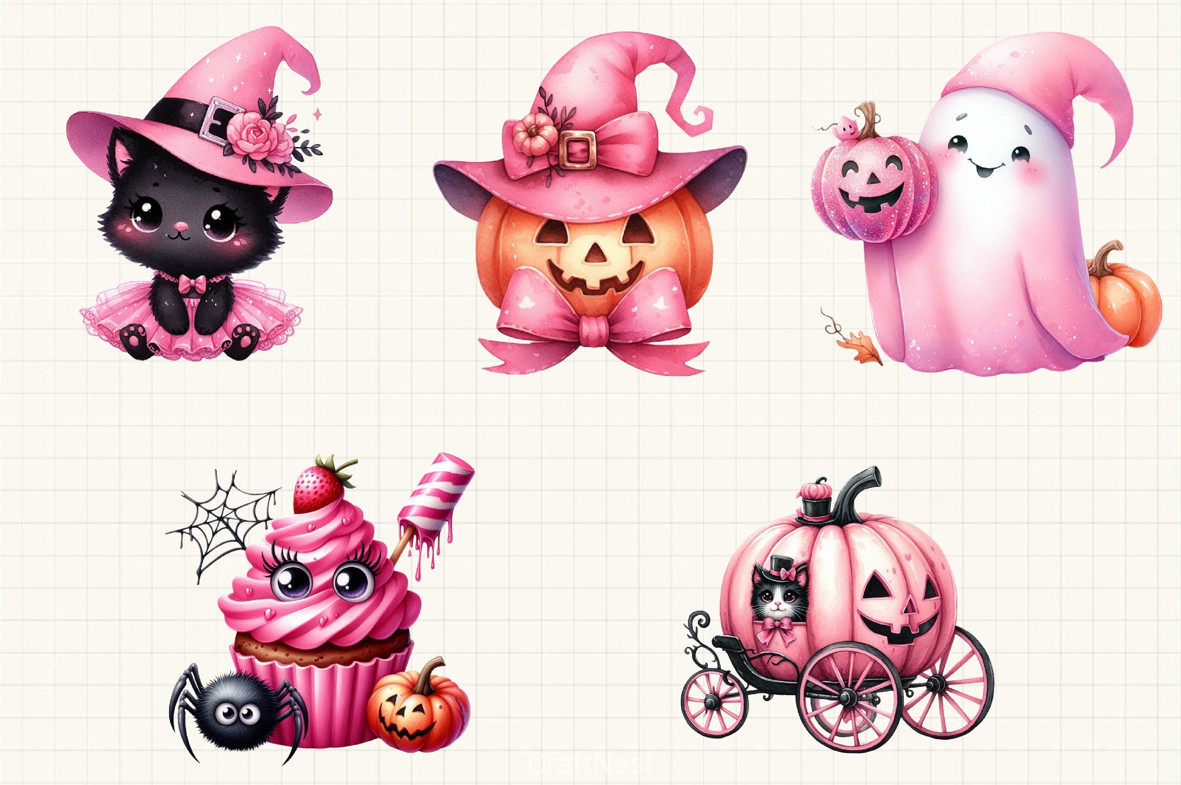 Pink Halloween Clipart Bundle 1 - CraftNest - Digital Crafting and Art