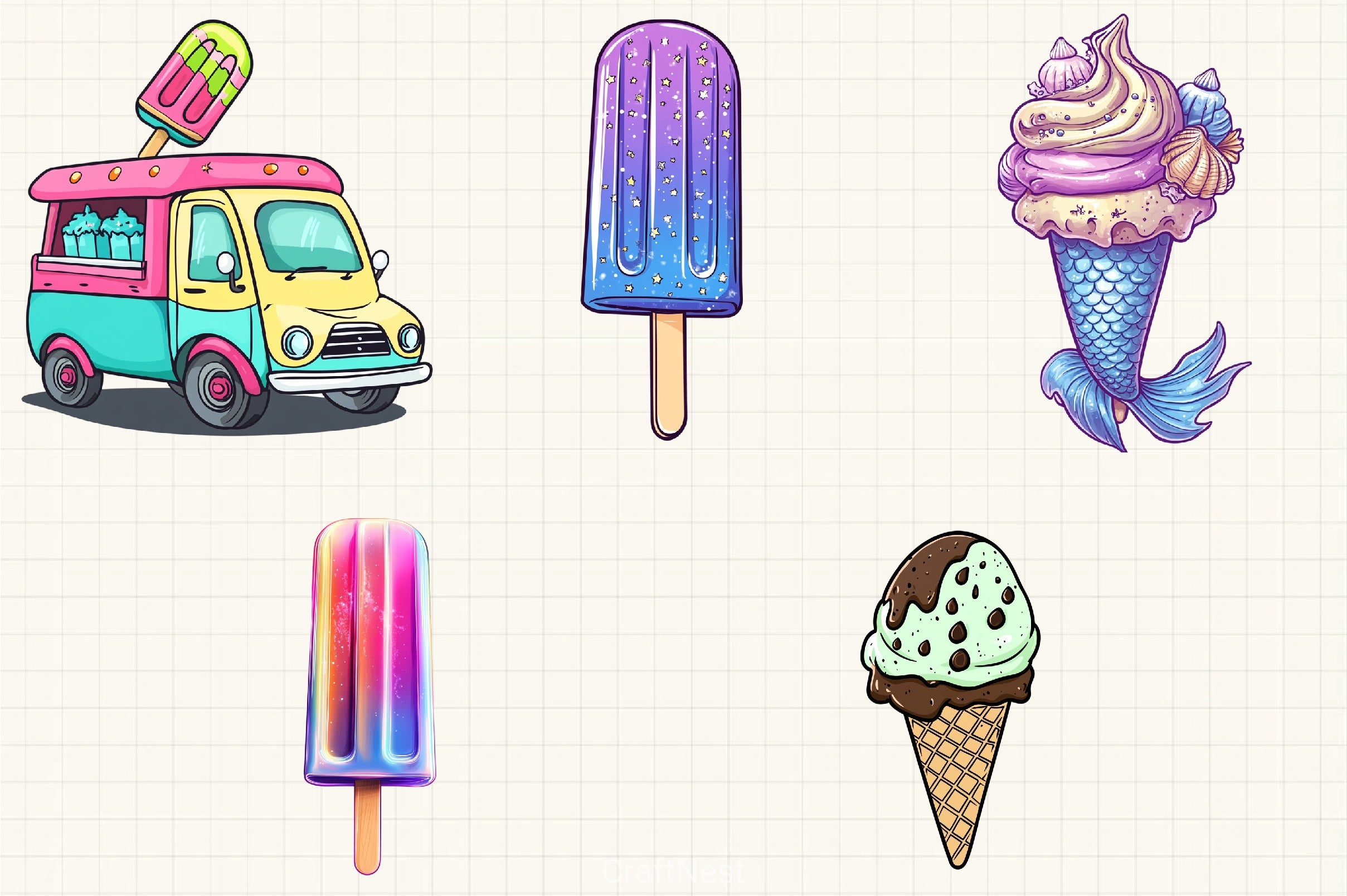 Summer Popsicle Ice Cream Clipart Bundle - CraftNest - Digital Crafting and Art