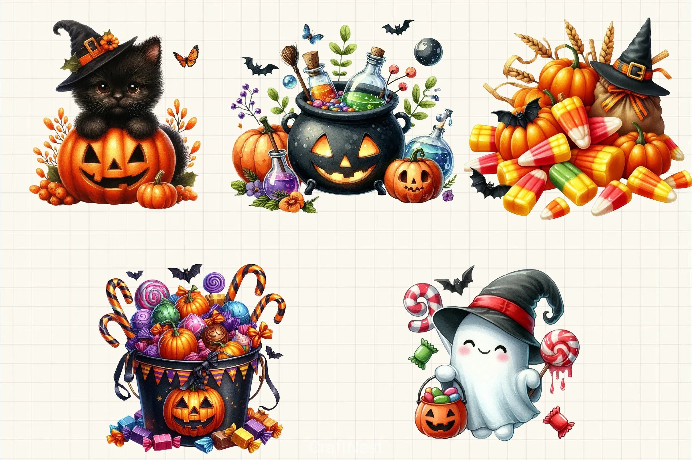 Happy Halloween Clipart Bundle 5 - CraftNest - Digital Crafting and Art