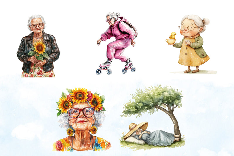 Funny Spring Grandma Clipart Bundle - CraftNest - Digital Crafting and Art