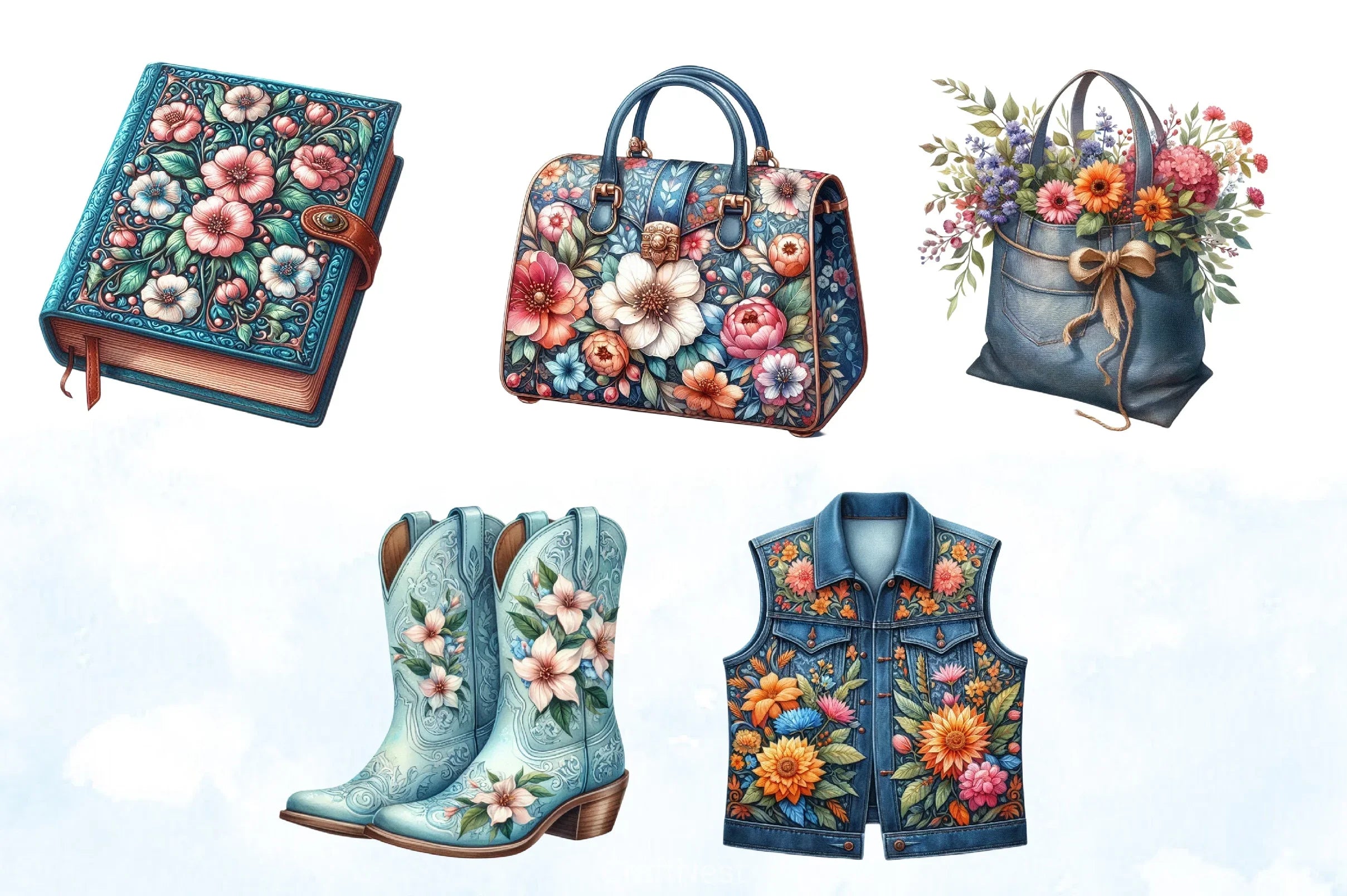 Vintage Denim Clipart Bundle - CraftNest - Digital Crafting and Art