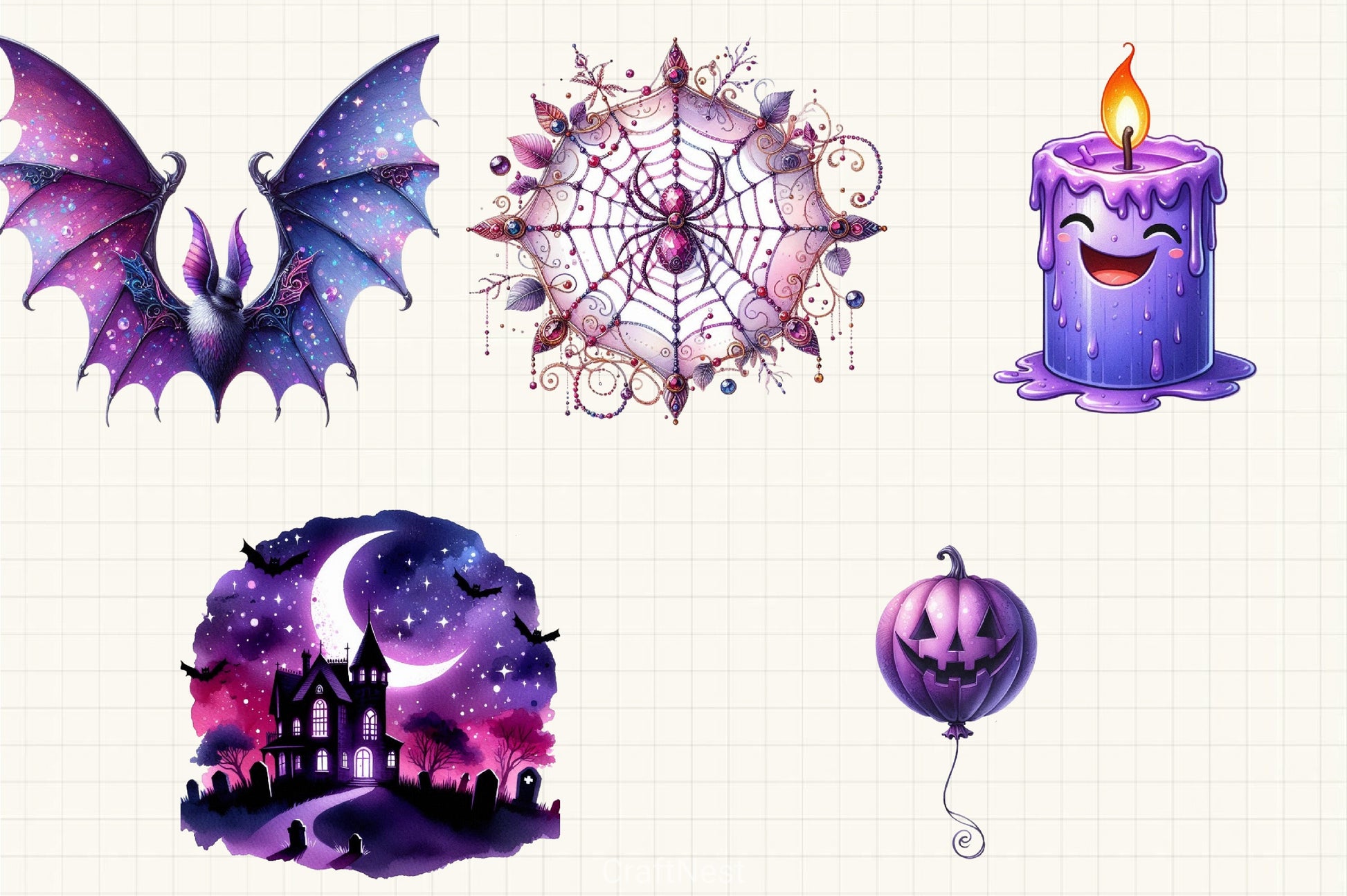 Purple Halloween Clipart Bundle - CraftNest - Digital Crafting and Art