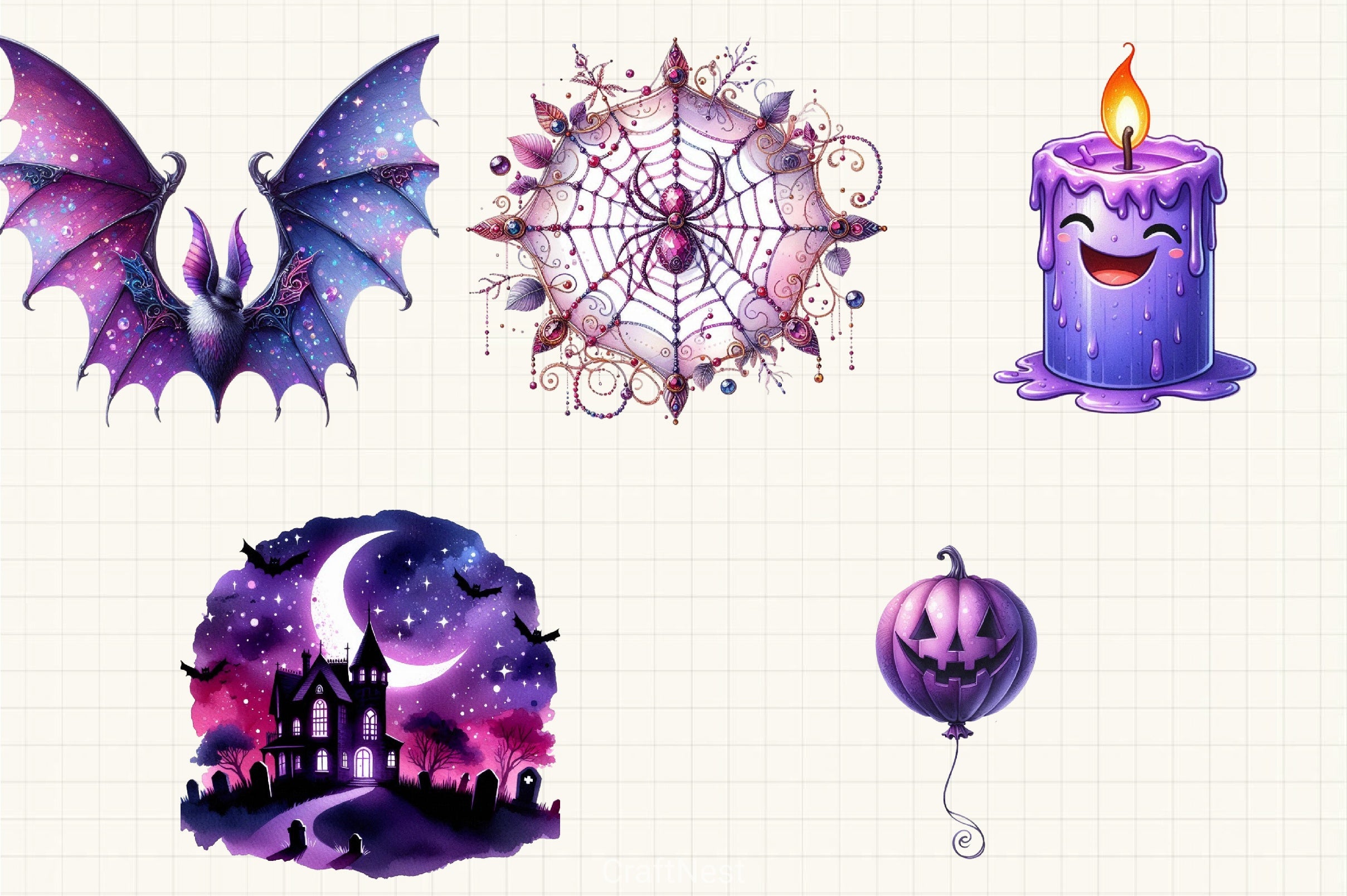 Purple Halloween Clipart Bundle - CraftNest - Digital Crafting and Art