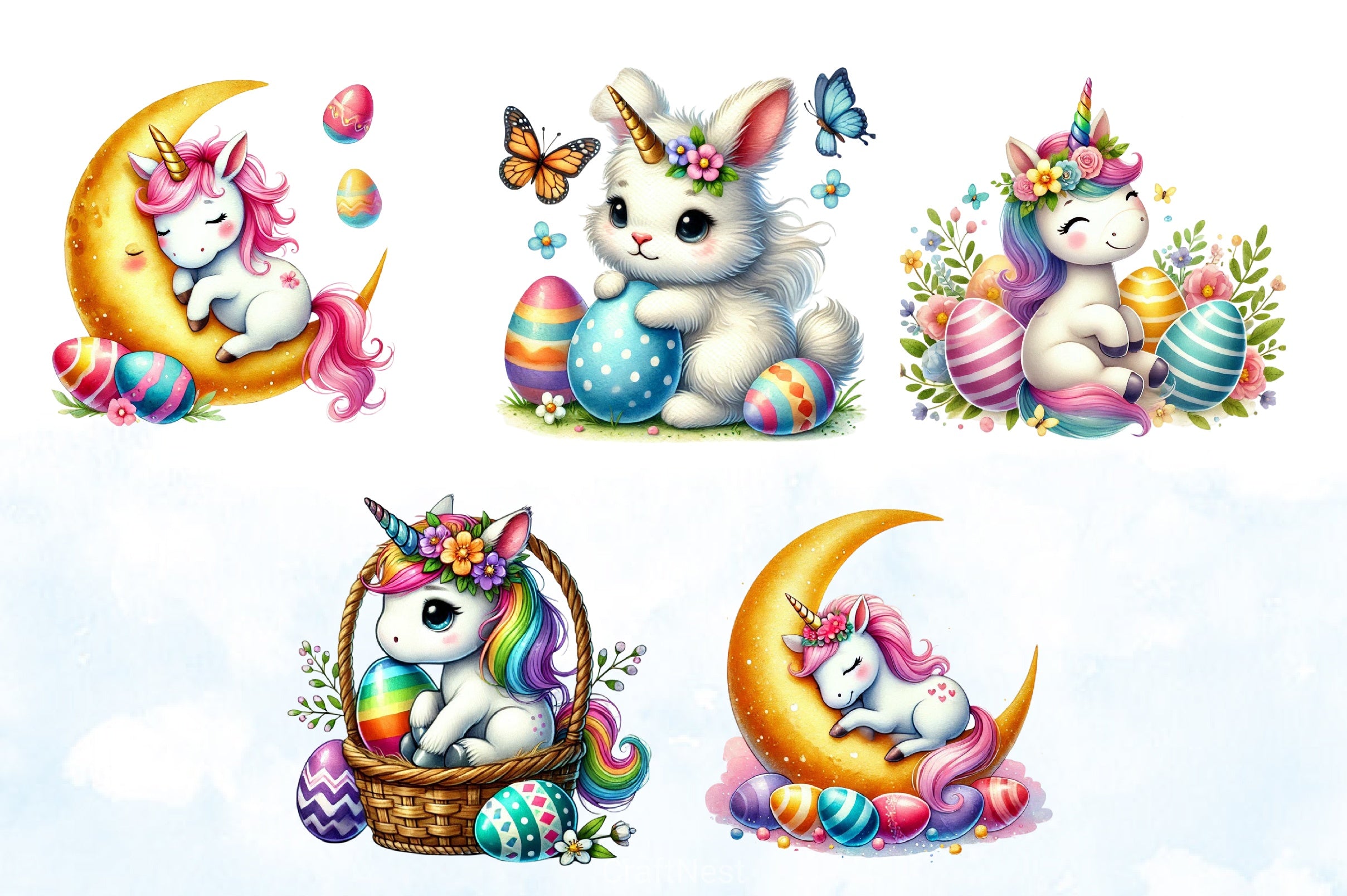 Newborn Unicorn Easter Clipart Bundle - CraftNest - Digital Crafting and Art