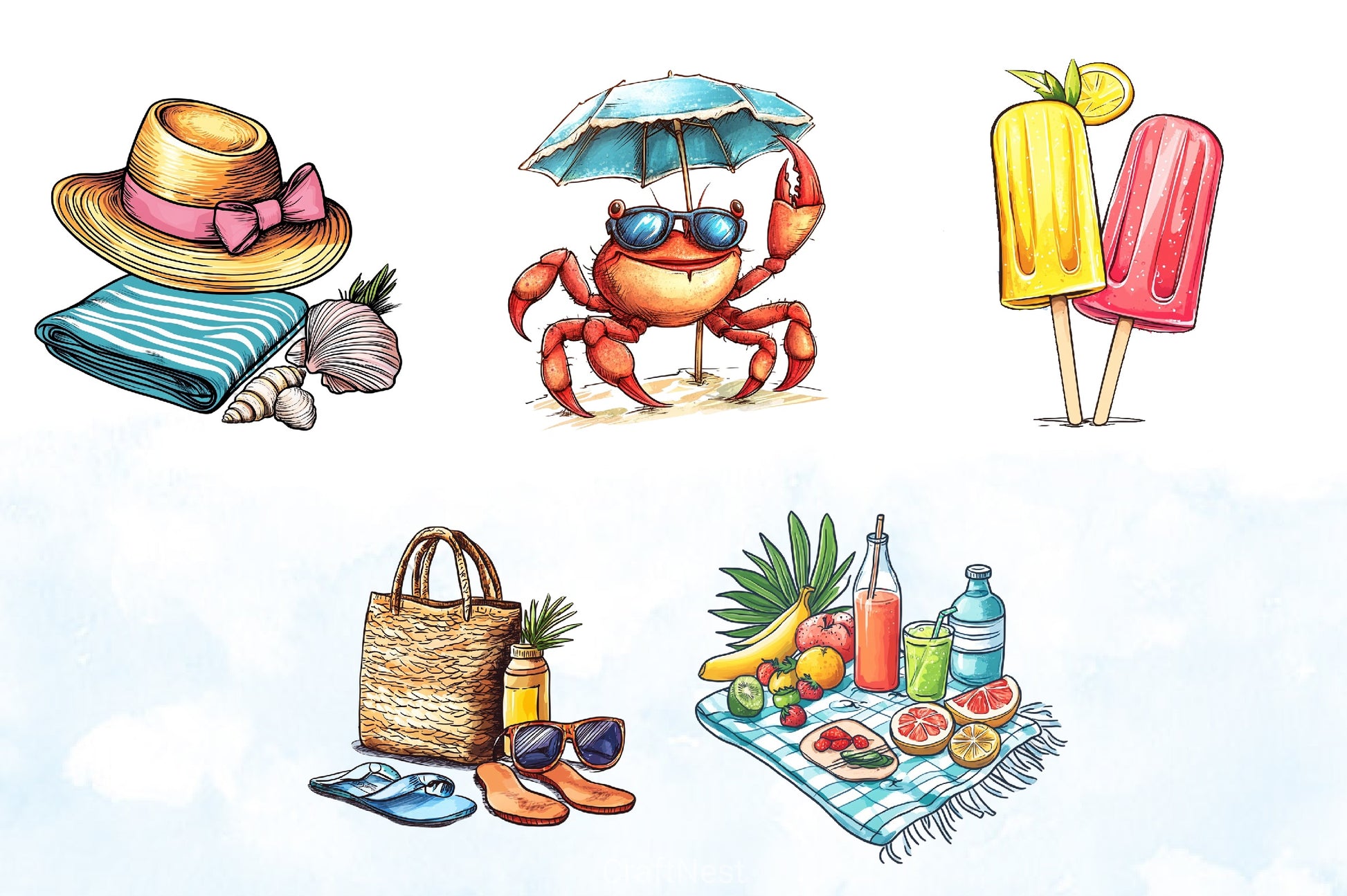 Summer Beach Clipart Bundle 2 - CraftNest - Digital Crafting and Art