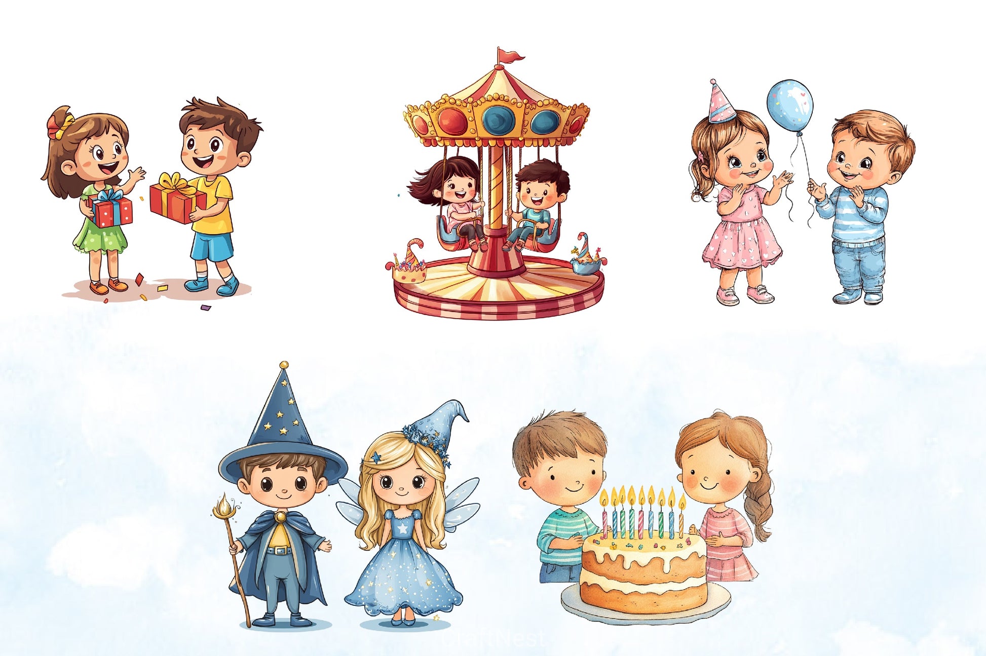 Little Boy & Girl Birthday Clipart Bundle - CraftNest - Digital Crafting and Art