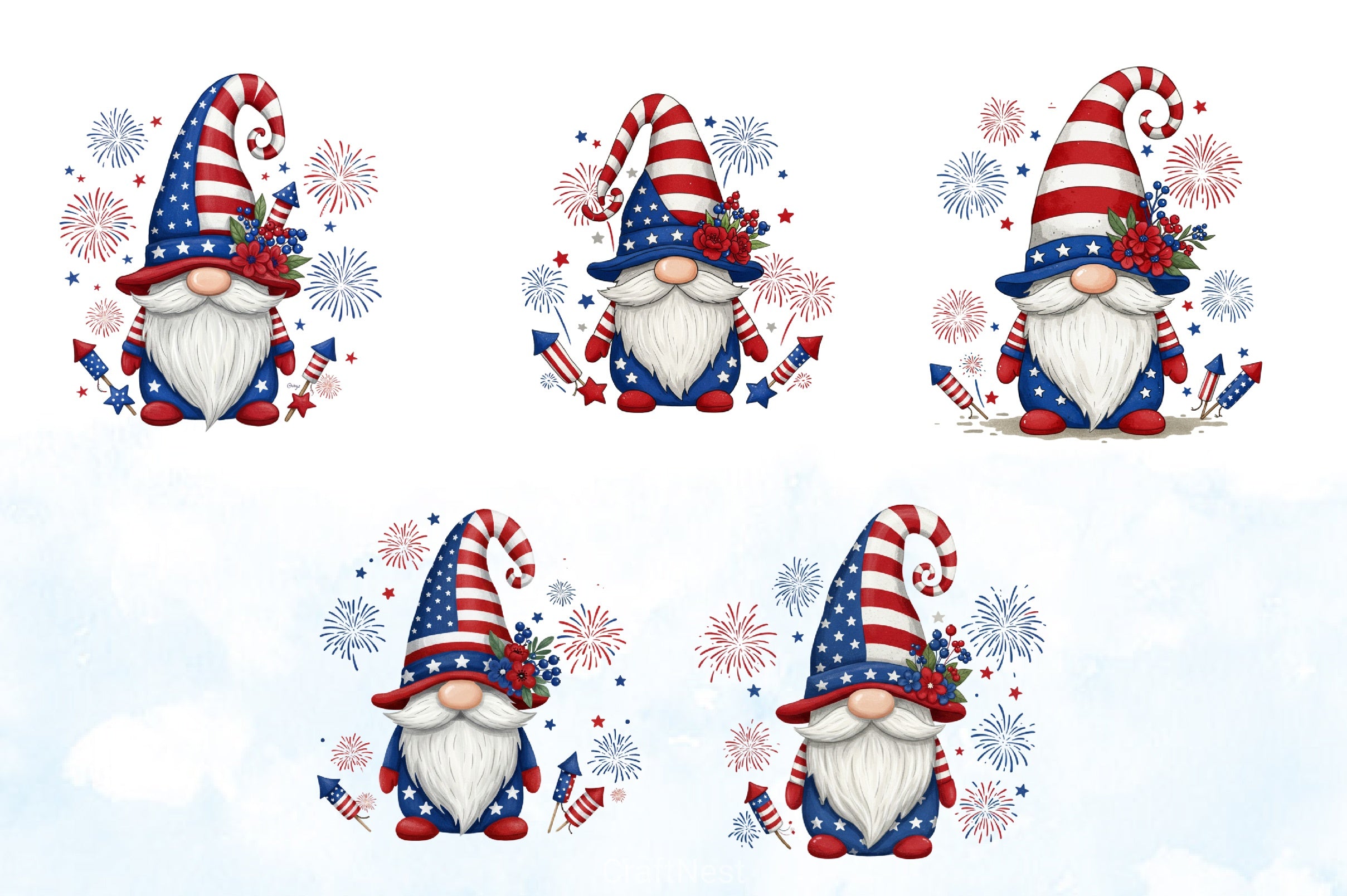 4th of July Gnomes Clipart Bundle 2 - CraftNest - Digital Crafting and Art