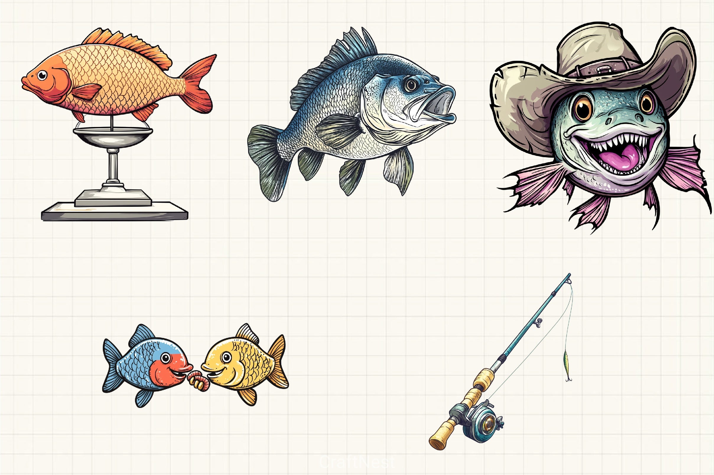 Fishing Clipart Bundle 2 - CraftNest - Digital Crafting and Art
