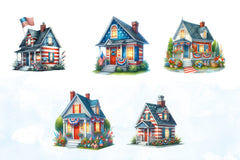 4th of July House Clipart Bundle 7 - CraftNest - Digital Crafting and Art