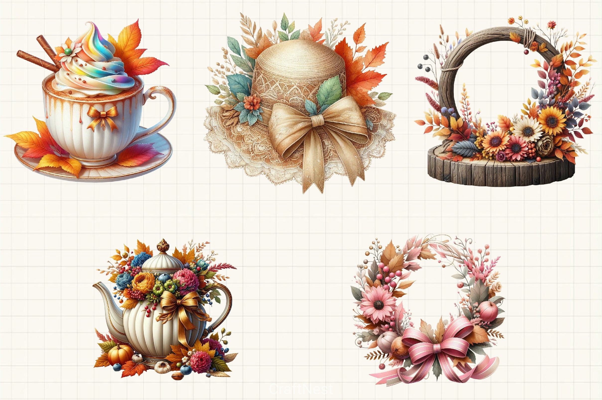 Neutral Rustic Fall Clipart Bundle - CraftNest - Digital Crafting and Art