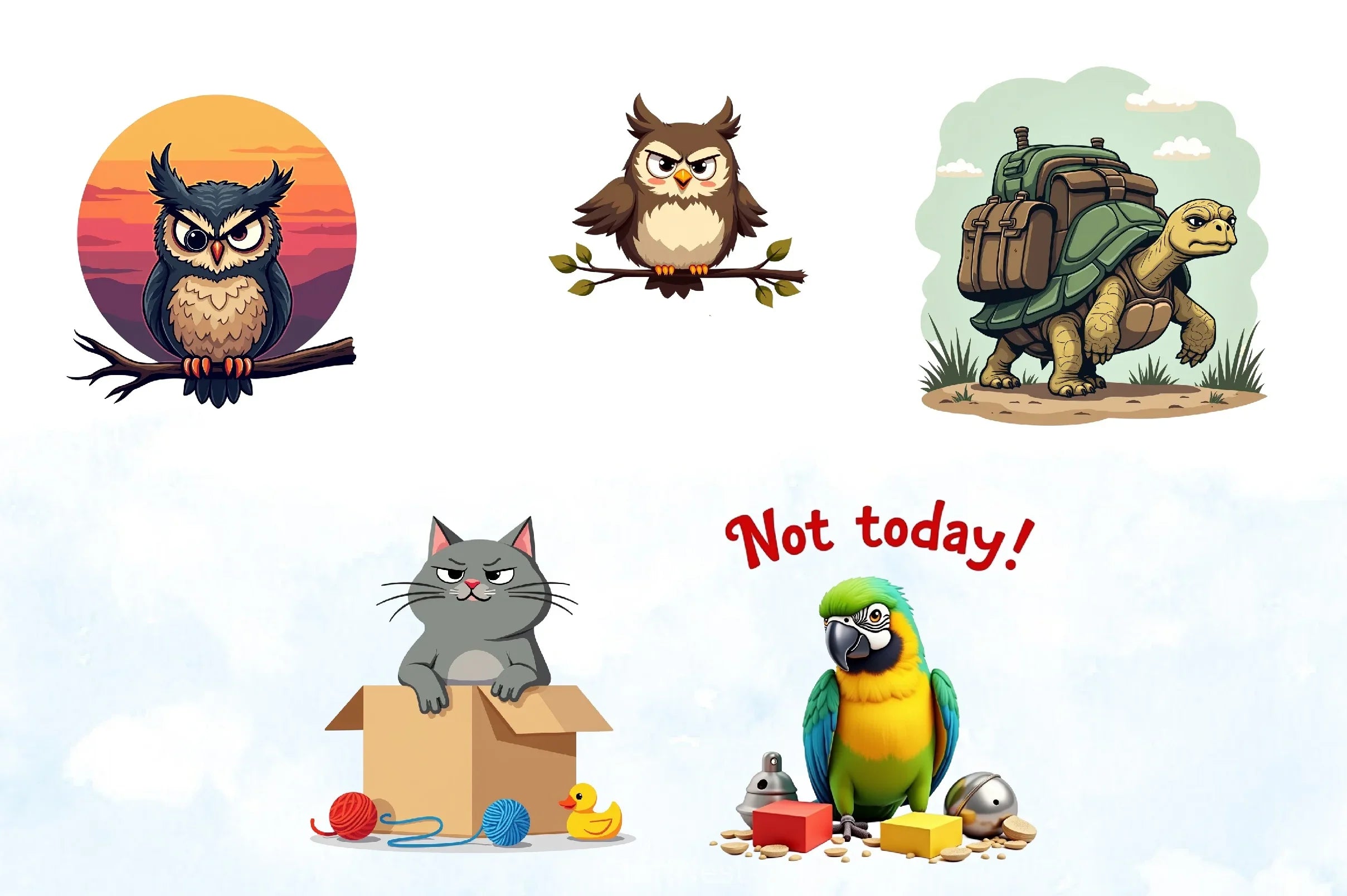 Grumpy Animals Clipart Bundle  5 - CraftNest - Digital Crafting and Art