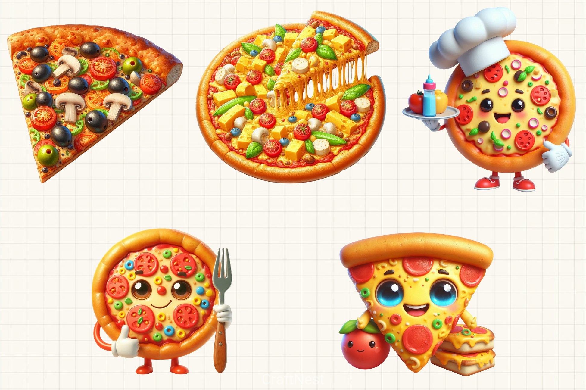 Pizza Clipart Bundle 3 - CraftNest - Digital Crafting and Art