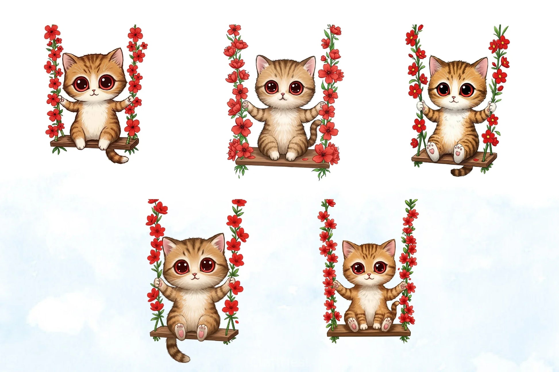 Spring Cat Clipart Bundle 3 - CraftNest - Digital Crafting and Art