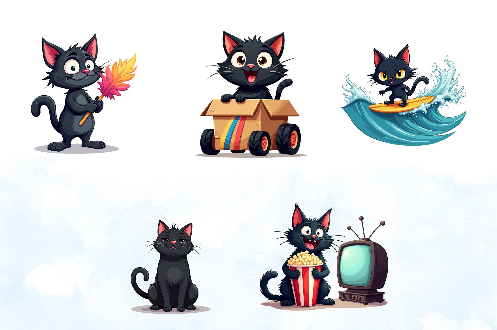 Funny Black Cat Clipart Bundle - CraftNest - Digital Crafting and Art
