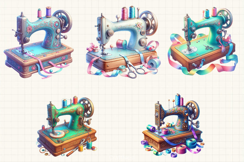 Vintage Sewing Machine Clipart Bundle 5 - CraftNest - Digital Crafting and Art