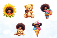 Peeking African American Girl Clipart Bundle 1 - CraftNest - Digital Crafting and Art