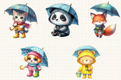 Rainy Day Animals Clipart Bundle - CraftNest - Digital Crafting and Art