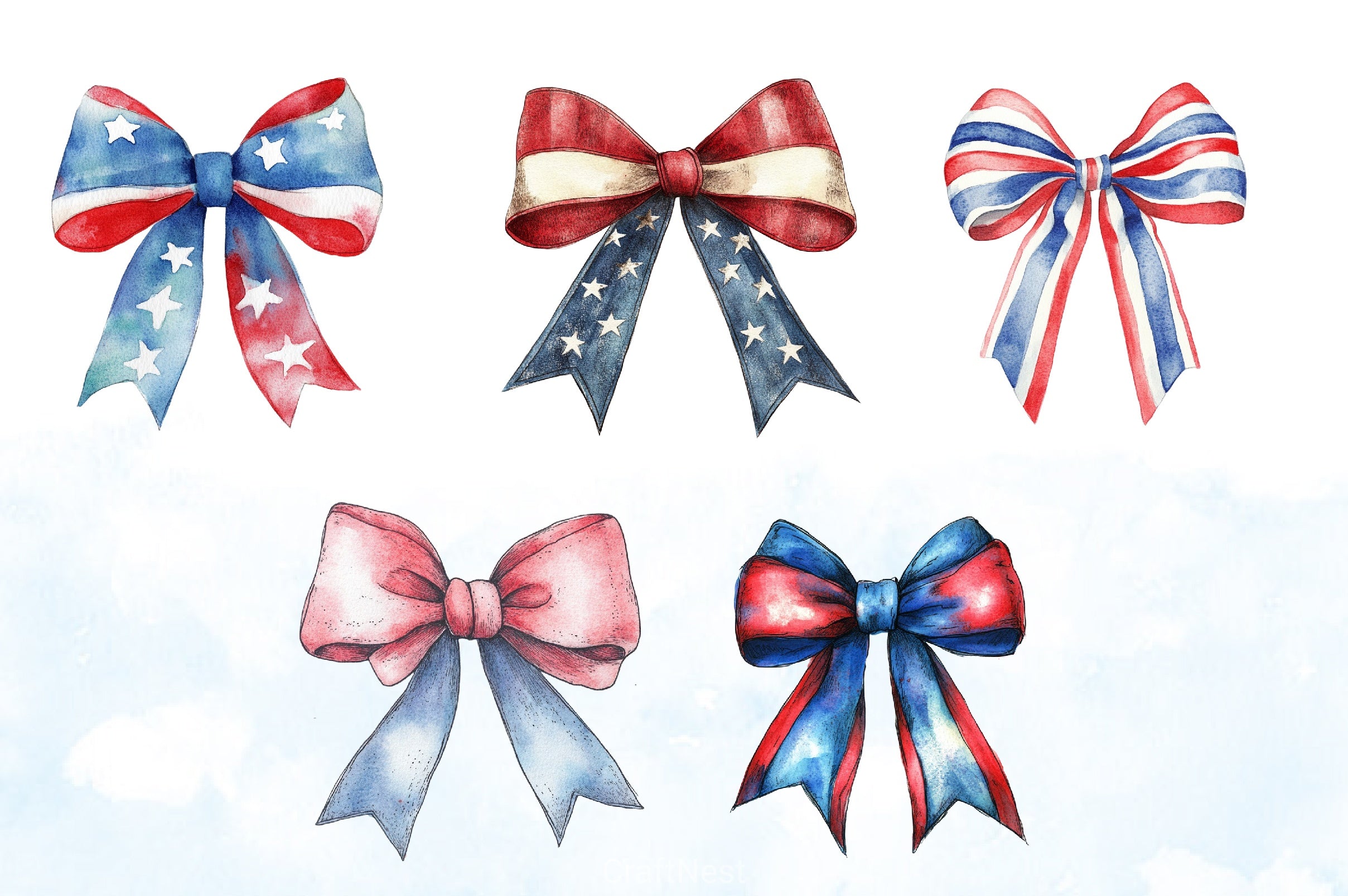 Patriotic Bows Clipart Bundle - CraftNest - Digital Crafting and Art