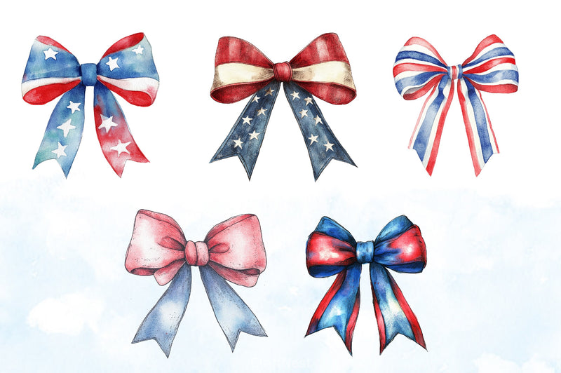Patriotic Bows Clipart Bundle - CraftNest - Digital Crafting and Art