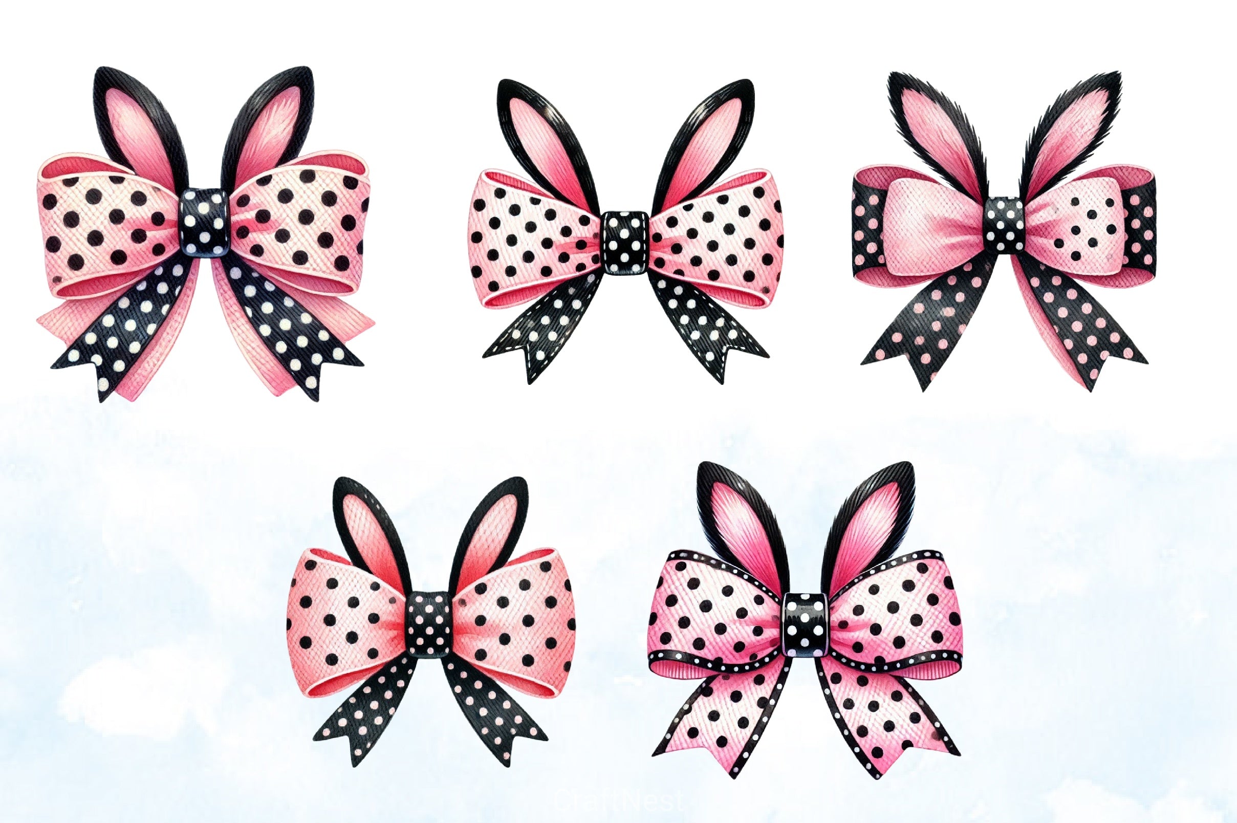 Easter Bunny Bow Clipart Bundle 3 - CraftNest - Digital Crafting and Art