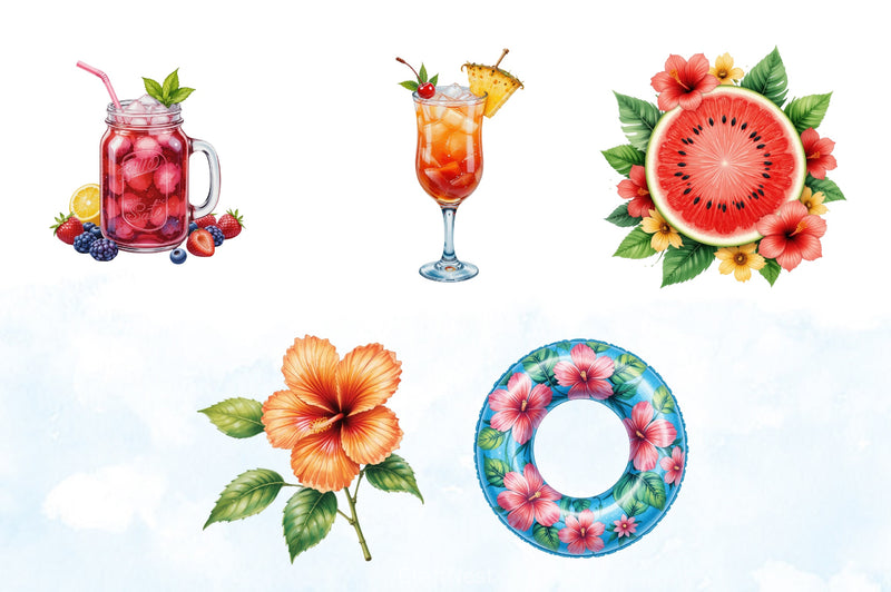 Tropical Summer Clipart Bundle 6 - CraftNest - Digital Crafting and Art