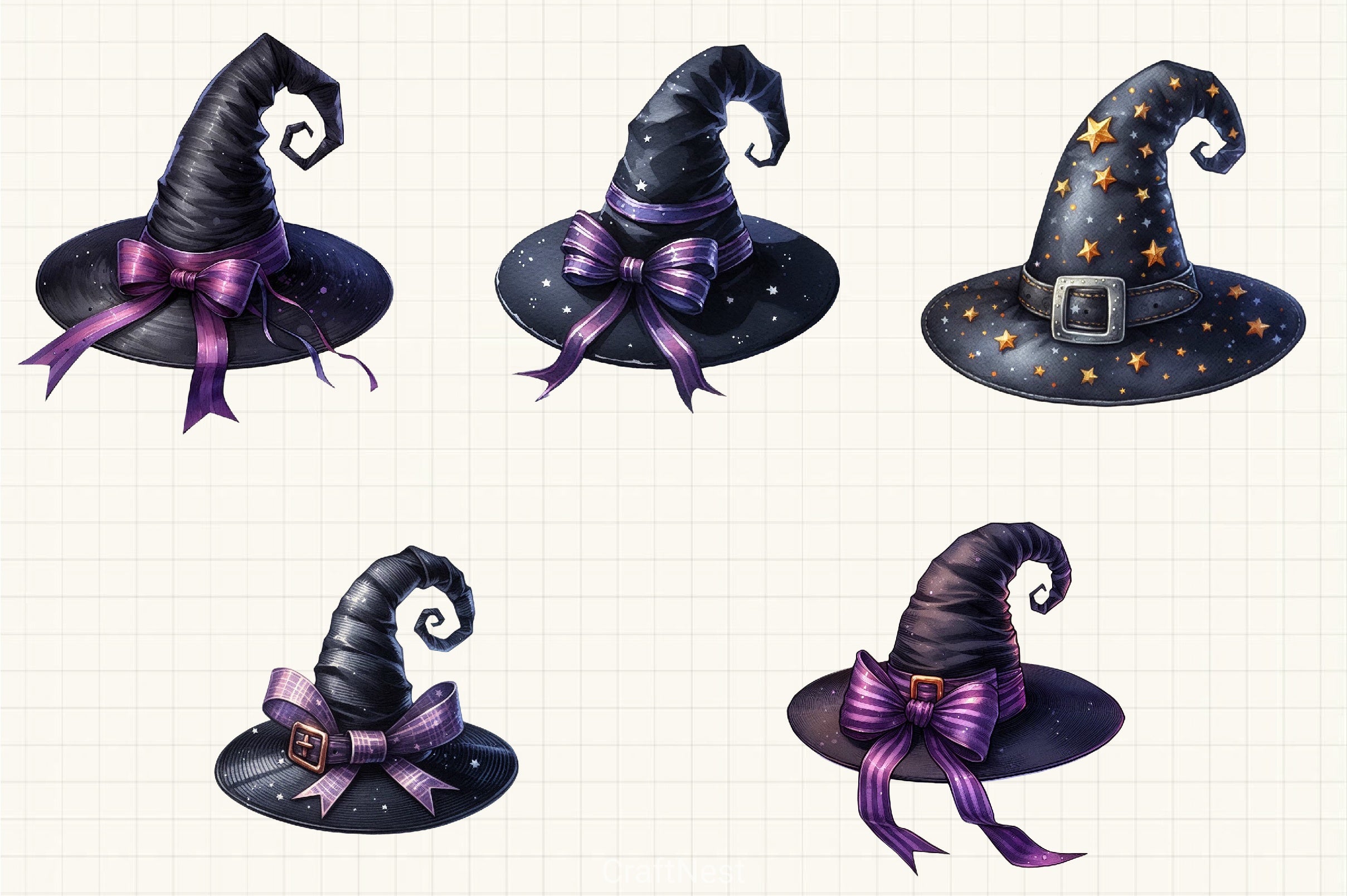 Witch Hat Halloween Clipart Bundle - CraftNest - Digital Crafting and Art