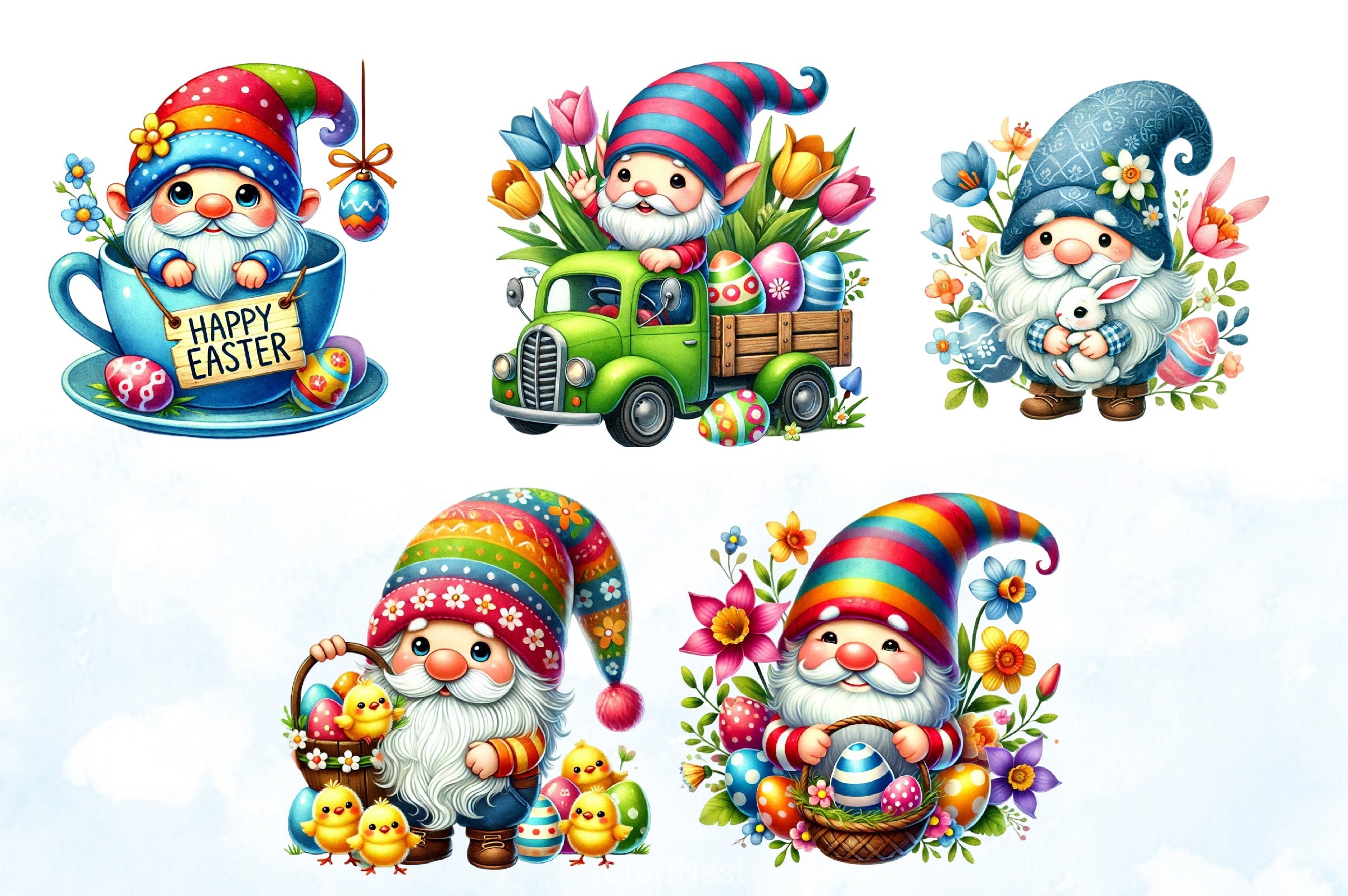 Easter Gnomes Clipart Bundle 1 - CraftNest - Digital Crafting and Art