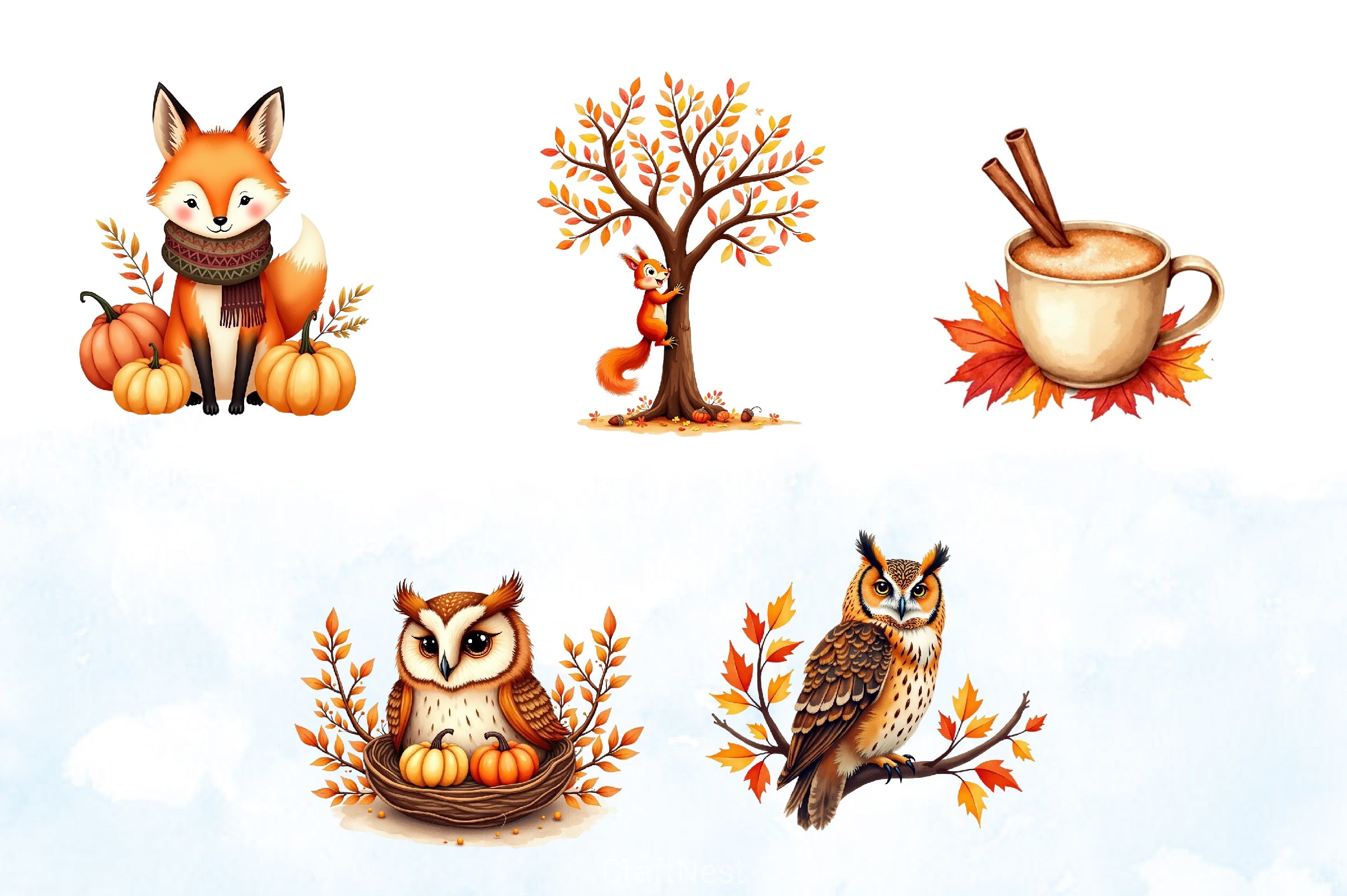 Cozy Fall Animals Clipart Bundle - CraftNest - Digital Crafting and Art