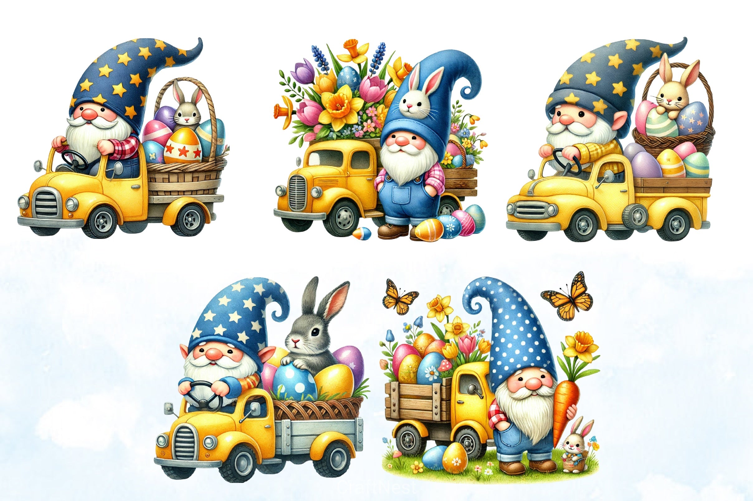 Easter Truck Gnomes Clipart Bundle - CraftNest - Digital Crafting and Art