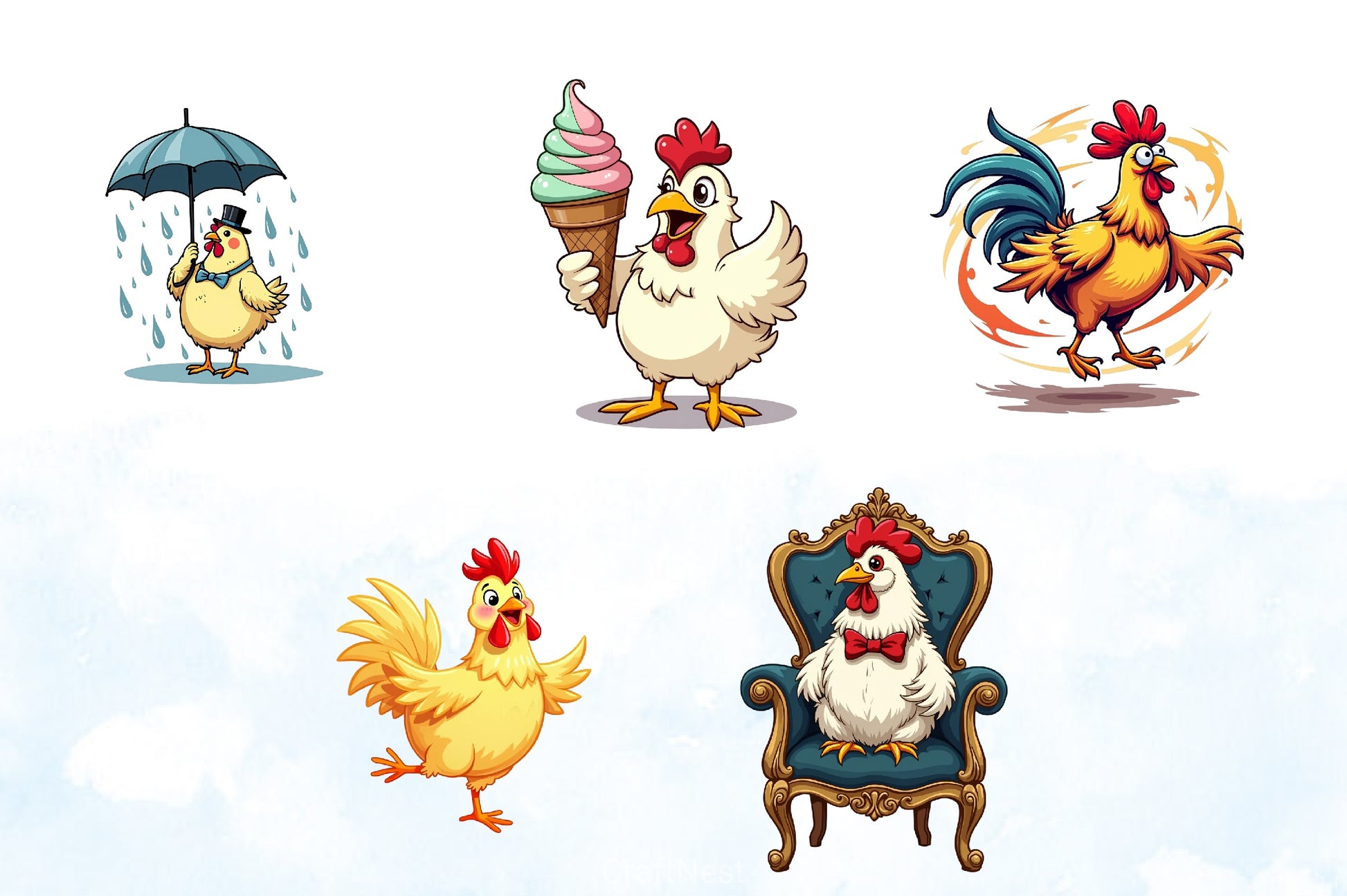 Crazy Chicken Clipart Bundle - CraftNest - Digital Crafting and Art