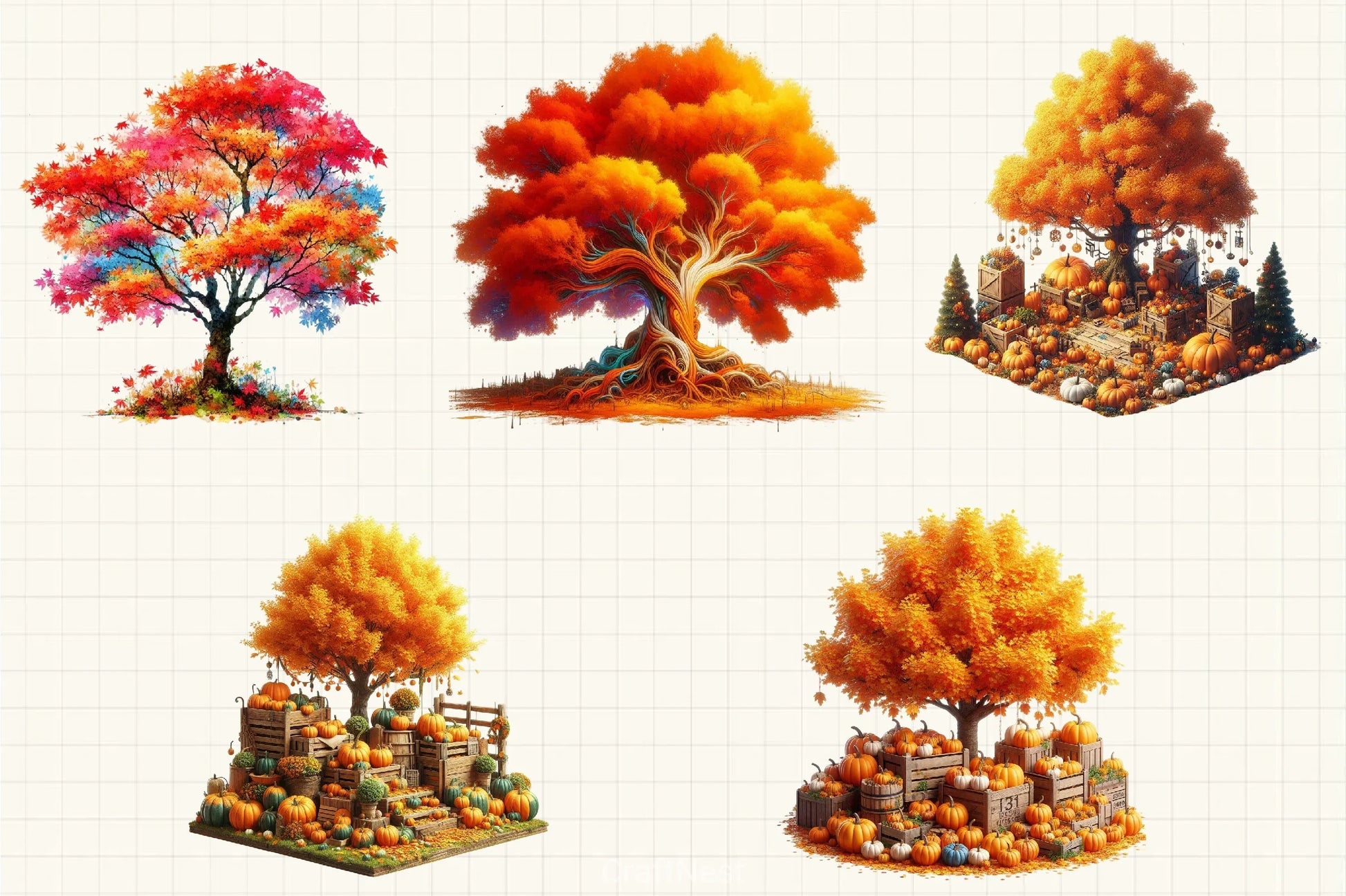 Autumn Tree Clipart Bundle - CraftNest - Digital Crafting and Art