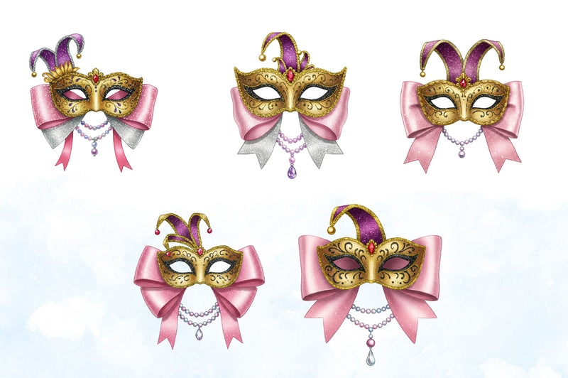 Mardi Gras Coquette Bow Clipart Bundle 5 - CraftNest - Digital Crafting and Art