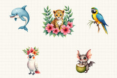 Tropical Summer Animals Clipart Bundle - CraftNest - Digital Crafting and Art