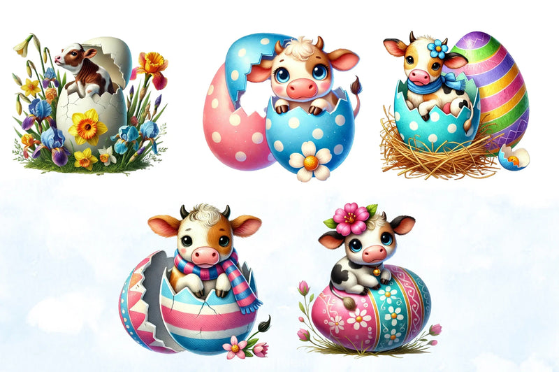 Easter Cow Cracked Egg Clipart Bundle - CraftNest - Digital Crafting and Art