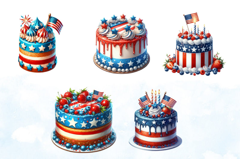 4th of July Cake Clipart Bundle - CraftNest - Digital Crafting and Art