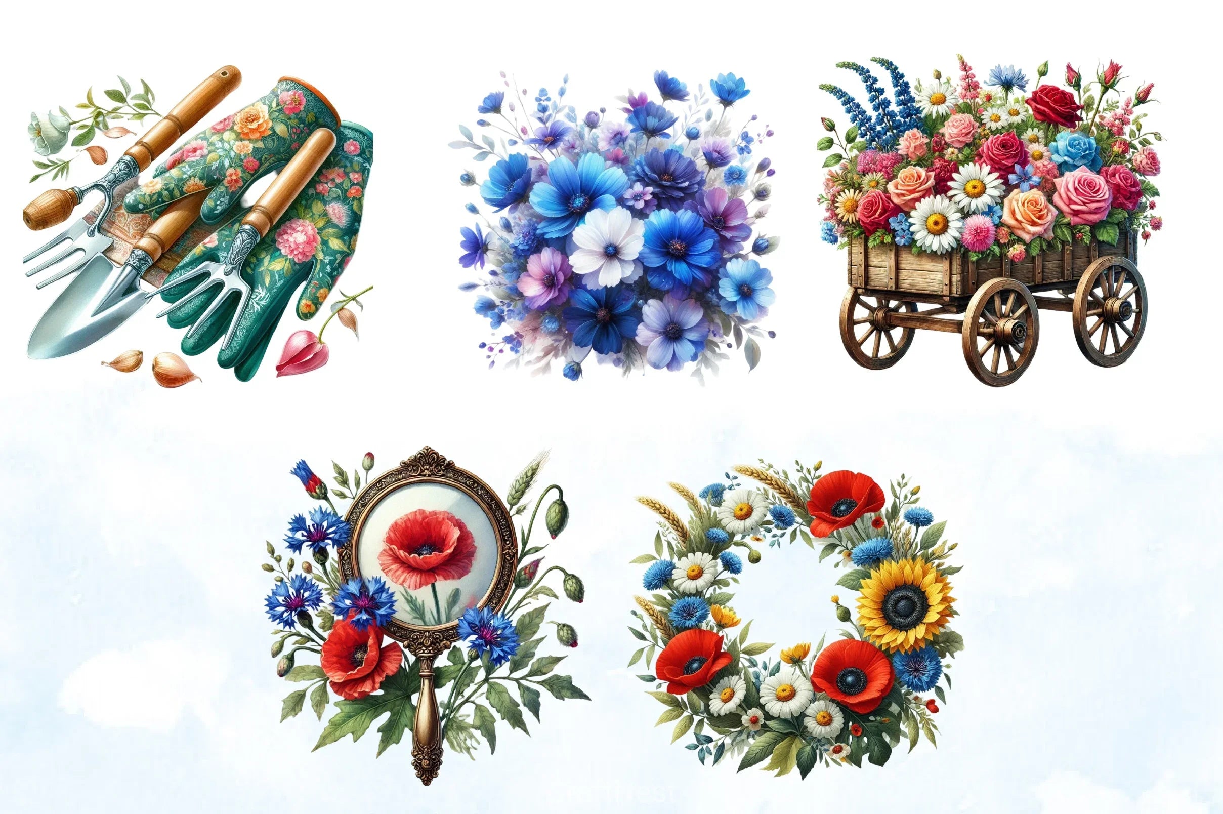 Spring Meadow Poppies Clipart Bundle - CraftNest - Digital Crafting and Art