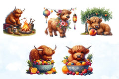 Summer Highland Cow Clipart Bundle 7 - CraftNest - Digital Crafting and Art
