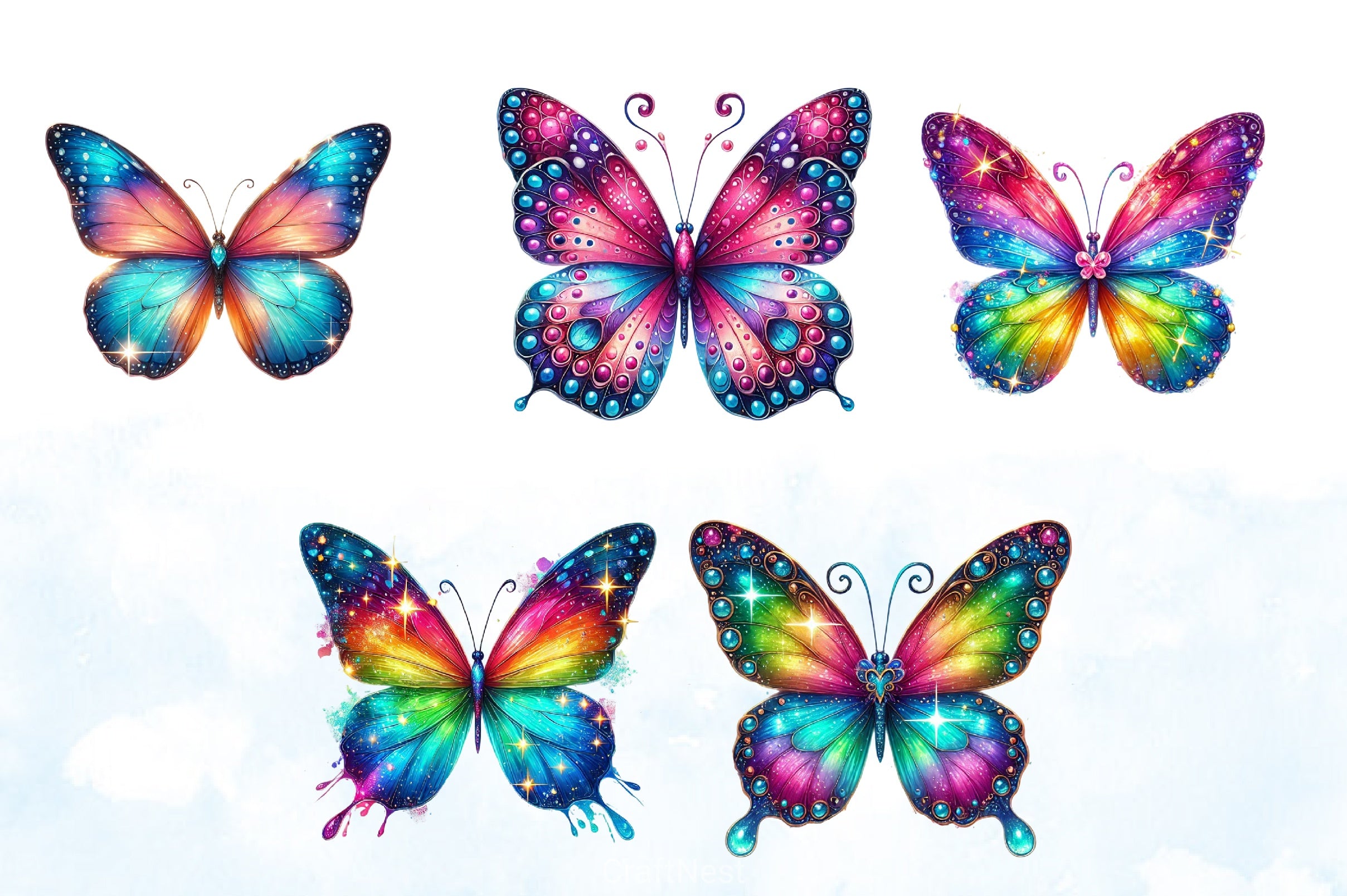 Magic Butterflies Clipart Bundle - CraftNest - Digital Crafting and Art