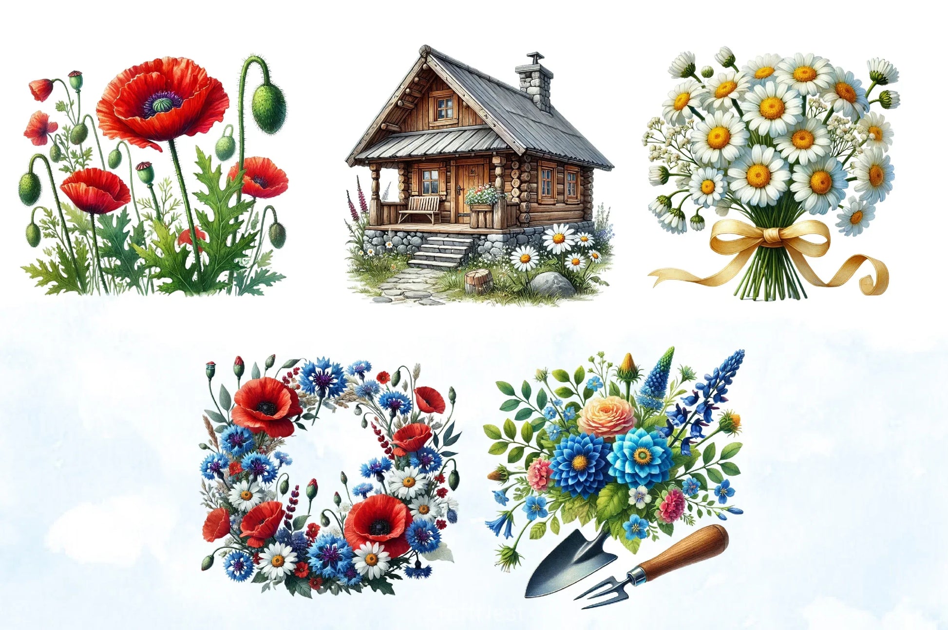 Spring Meadow Poppies Clipart Bundle 8 - CraftNest - Digital Crafting and Art