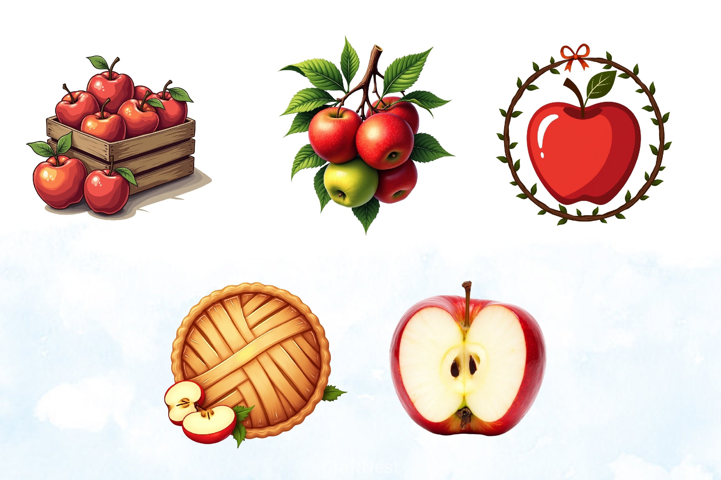 Apples Clipart Bundle - CraftNest - Digital Crafting and Art