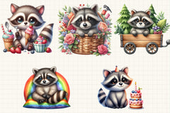 Cute Raccoon Clipart Bundle - CraftNest - Digital Crafting and Art