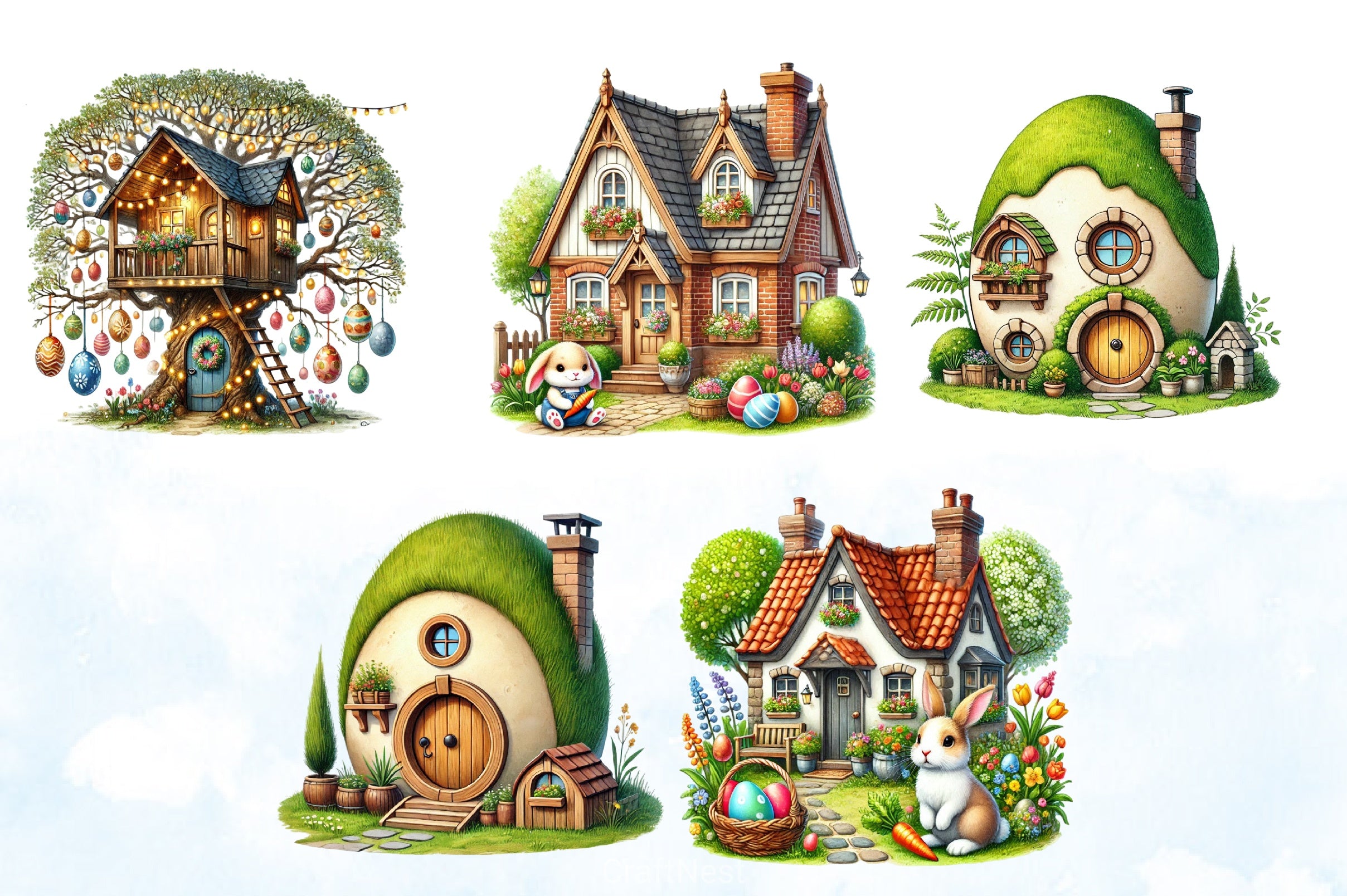 Easter House Clipart Bundle 5 - CraftNest - Digital Crafting and Art