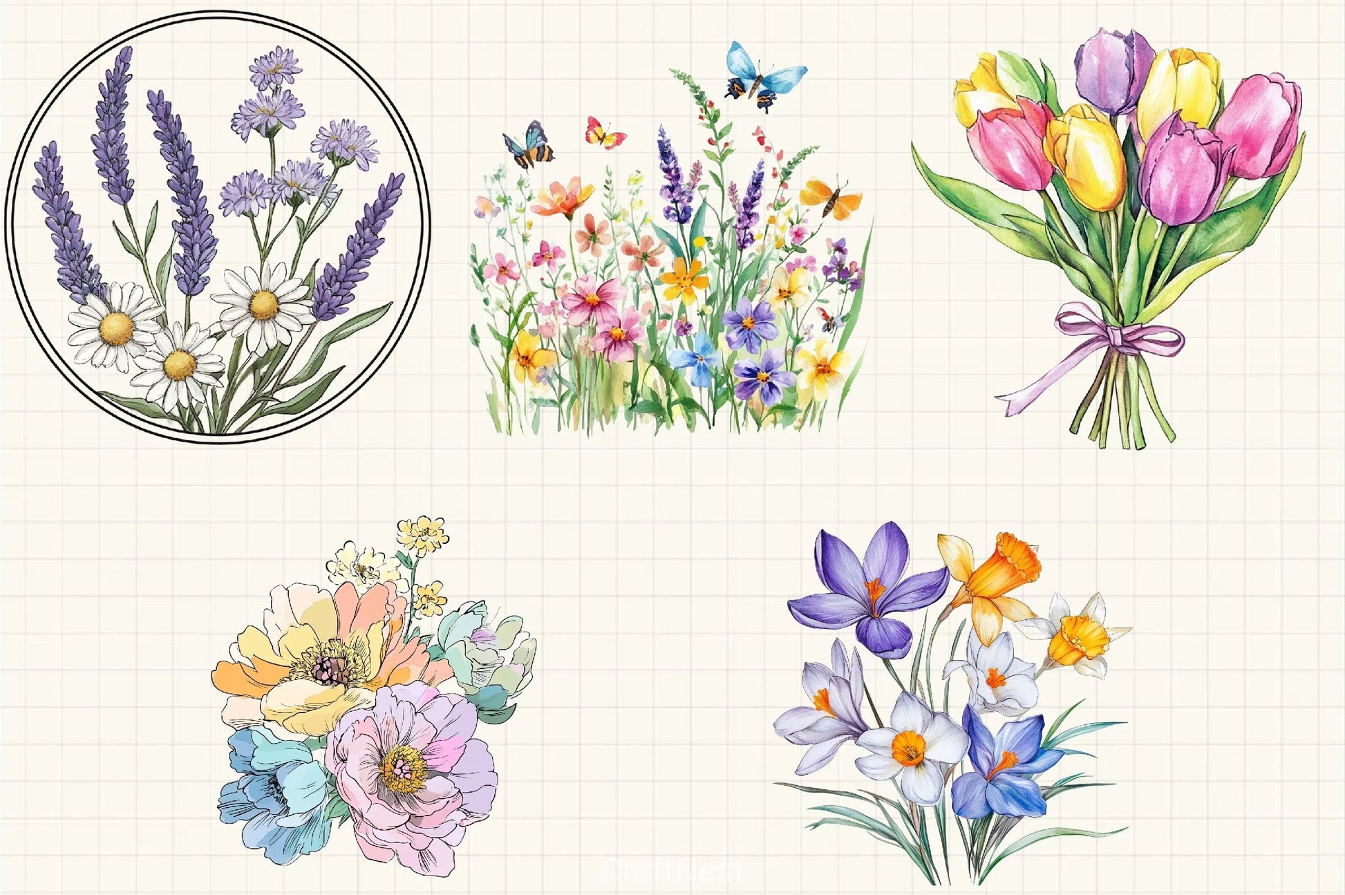 Spring Flowers Clipart Bundle - CraftNest - Digital Crafting and Art