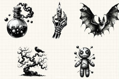Halloween B&W Clipart Bundle - CraftNest - Digital Crafting and Art